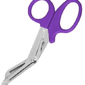 Utility Scissors Prestige Medical Nurse 5-1/2 Inch Length Floor / Office Grade Stainless Steel / Plastic NonSterile Purple Finger Ring Handle Angled Blunt Tip / Blunt Tip