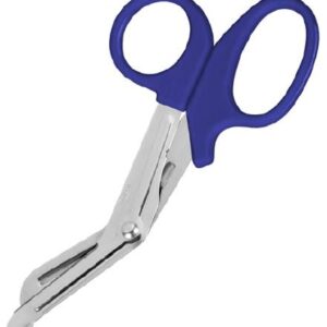 Utility Scissors Prestige Medical Nurse 5-1/2 Inch Length Floor / Office Grade Stainless Steel / Plastic NonSterile Blue Finger Ring Handle Angled Blunt Tip / Blunt Tip