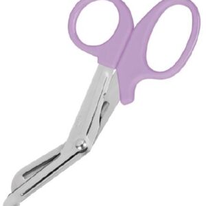 Utility Scissors Prestige Medical Nurse 5-1/2 Inch Length Floor / Office Grade Stainless Steel / Plastic NonSterile Purple Finger Ring Handle Angled Blunt Tip / Blunt Tip