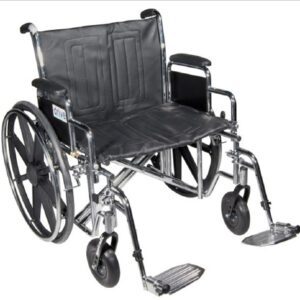 Bariatric Wheelchair drive Sentra EC Heavy Duty Dual Axle Full Length Arm Elevating Legrest Black Upholstery 20 Inch Seat Width Adult 450 lbs. Weight Capacity
