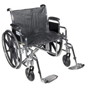 Bariatric Wheelchair drive Sentra EC Heavy Duty Dual Axle Full Length Arm Swing-Away Footrest Black Upholstery 24 Inch Seat Width Adult 450 lbs. Weight Capacity