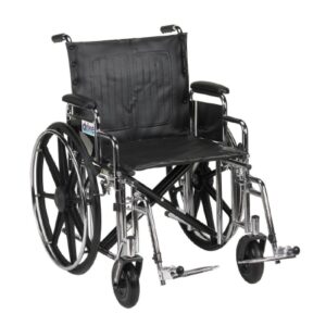 Bariatric Wheelchair drive Sentra Heavy Duty Dual Axle Desk Length Arm Swing-Away Footrest Black Upholstery 20 Inch Seat Width Adult 500 lbs. Weight Capacity