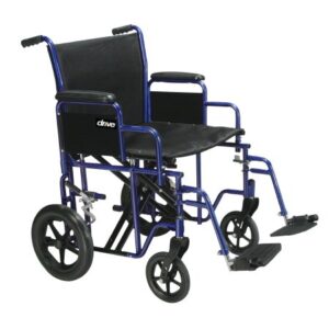 Transport Chair drive 22 Inch Seat Width Desk Length Arm Swing-Away Footrest Steel Frame with Blue Finish