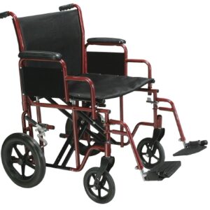 Transport Chair drive 20 Inch Seat Width Desk Length Arm Swing-Away Footrest Steel Frame with Blue Finish