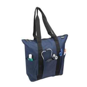 Medical Zippered Tote Navy with Black Trim 600D Waterproof Polyester 5.75 X 12 X 15 Inch