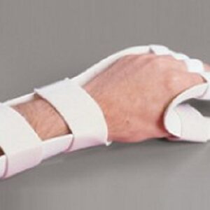 Functional-Position Hand Splint with Strapping Rolyan Preformed Thermoplastic Right Hand White Medium