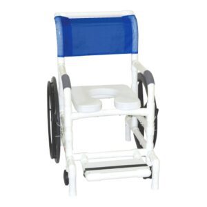 Shower Chair MJM International Fixed Arms PVC Frame Mesh Backrest 18 Inch Seat Width 350 lbs. Weight Capacity