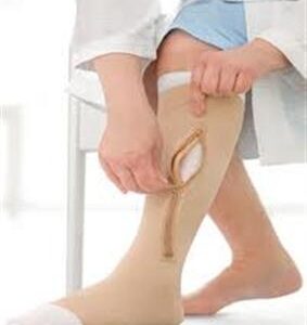 Zippered Compression Stocking and Liner JOBST UlcerCARE Knee High / Left Zipper Small Beige Open Toe