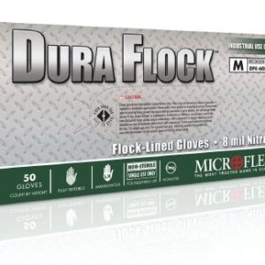 Utility Glove Microflex Dura Flock Large Flock Lined Nitrile Green 10.6 Inch Beaded Cuff NonSterile