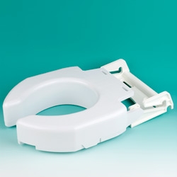 Bariatric Hinged Raised Toilet Seat Ableware Secure-Bolt 3 Inch Height Standard Round 600 lbs. Weight Capacity