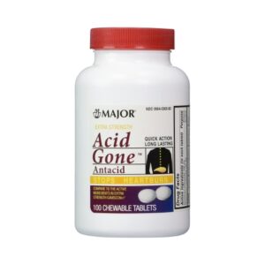 Antacid Acid Gone 160 mg – 105 mg Strength Chewable Tablet 100 per Bottle