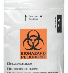 Specimen Transport Bag with Document Pouch Minigrip SPECI-ZIP 4 X 6 Inch Zip Closure Biohazard Symbol / Storage Instructions NonSterile