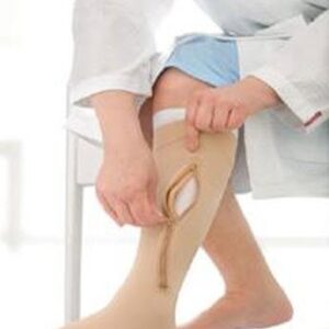 Zippered Compression Stocking and Liner JOBST UlcerCARE Knee High / Left Zipper 2X-Large Beige Open Toe
