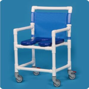 Shower Chair ipu Fixed Arms PVC Frame Mesh Backrest 25 Inch Seat Width 350 lbs. Weight Capacity