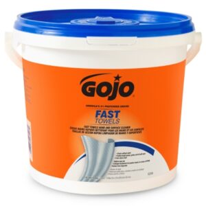 Surface Cleaner GOJO Fast Towels Premoistened Alcohol Based Manual Pull Wipe 130 Count Pail Citrus Scent NonSterile