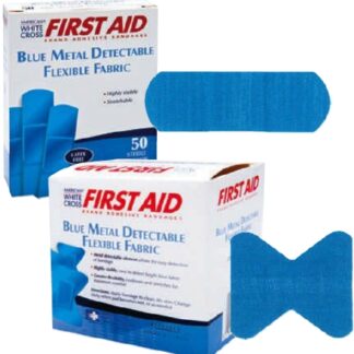 Metal Detectable Adhesive Strip American White Cross 1-3/4 X 2 Inch Fabric Fingertip Blue Sterile