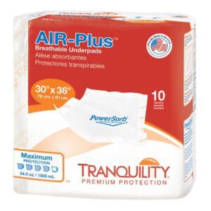 Disposable Underpad Tranquility AIR-Plus 30 X 36 Inch Powersorb Material Heavy Absorbency