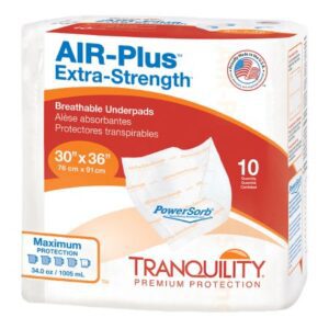 Disposable Underpad Tranquility AIR-Plus Extra-Strength 30 X 36 Inch Powersorb Material Heavy Absorbency