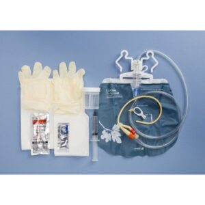Indwelling Catheter Tray Fig Leaf Closed System / Foley 16 Fr. Silicone Coated Latex