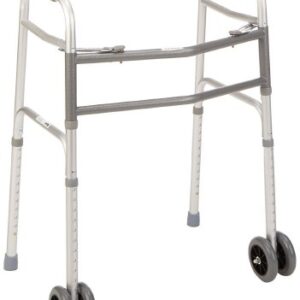 Bariatric Dual Release Folding Walker with Wheels Adjustable Height Days Aluminum Frame 700 lbs. Weight Capacity 33 to 43 Inch Height