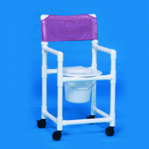 Commode / Shower Chair Standard Fixed Arms PVC Frame Mesh Backrest 20-1/2 Inch Seat Width 300 lbs. Weight Capacity