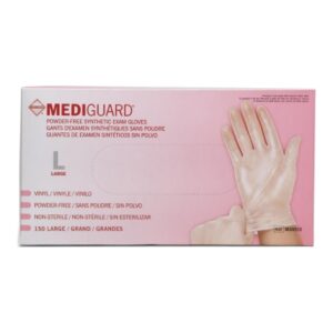 Exam Glove MediGuard Large NonSterile Vinyl Standard Cuff Length Smooth Clear Not Rated