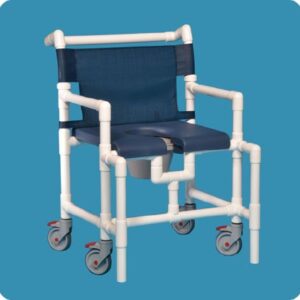 Commode / Shower Chair ipu Fixed Arms PVC Frame Mesh Backrest 28 Inch Seat Width 450 lbs. Weight Capacity