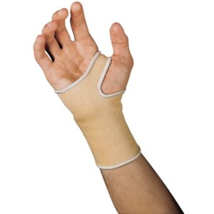 Wrist Support Sleeve Cotton Elastic Left or Right Hand Beige X-Large