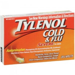 Cold and Cough Relief Tylenol Cold & Flu Severe 325 mg – 5 mg – 200 mg – 15 mg Strength Caplet 24 per Bottle
