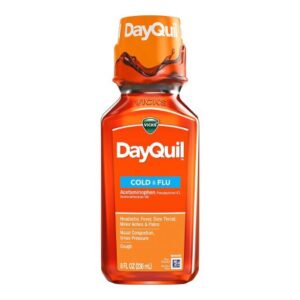 Cold and Cough Relief DayQuil Cold & Flu 325 mg – 10 mg – 5 mg / 15 mL Strength Liquid 8 oz.