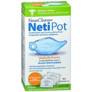 Saline Nasal Rinse Kit SinuCleanse Neti Pot 2300 mg – 700 mg Strength 30 Packets