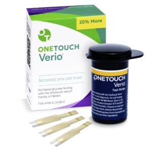 Blood Glucose Test Strips OneTouch Verio 100 Strips per Pack