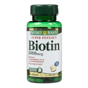 Biotin Supplement Nature’s Bounty Vitamin B7 5,000 mcg Strength Softgel 72 per Bottle