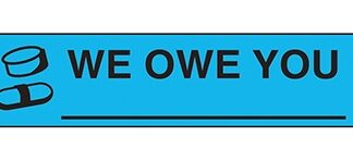 Pre-Printed Label Indeed Auxiliary Label Sky Blue Paper We Owe You ____ Black Quality Control Label 3/8 X 1-5/8 Inch