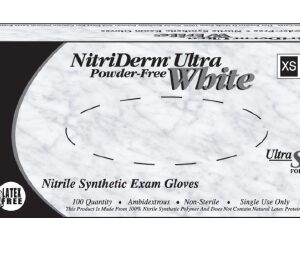 Exam Glove NitriDerm Ultra White Large NonSterile Nitrile Standard Cuff Length Fully Textured White Chemo Tested / Fentanyl Tested