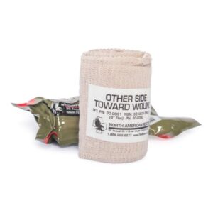 Trauma Pressure Dressing with Wrap ETD 4 X 70 Inch C-Clasp Closure Tan / White Sterile Standard Compression