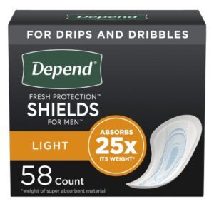 Bladder Control Pad Depend Fresh Protection for Men 5 X 7-1/2 Inch Light Absorbency Sodium Polyacrylate Core One Size Fits Most