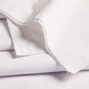 Bed Sheet Performance Fitted 36 W X 80 L X 8.5 H Inch White / Red Hem 55% Cotton / 45% Polyester Reusable