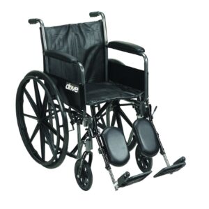 Wheelchair drive Silver Sport 2 Dual Axle Full Length Arm Elevating Legrest Black Upholstery 20 Inch Seat Width Adult 350 lbs. Weight Capacity