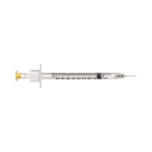 Safety Insulin Syringe with Needle VanishPoint 1 mL 5/16 Inch 30 Gauge Retractable Safety Needle Regular Wall