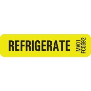 Pre-Printed Label MedVision Auxiliary Label Chartreuse Paper REFRIGERATE Black Temperature Control 5/16 X 1-1/4 Inch