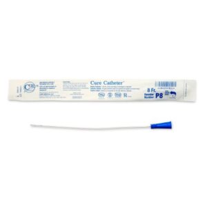 Urethral Catheter Cure Catheter Straight Tip Uncoated PVC 8 Fr. 10 Inch