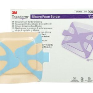 Foam Dressing 3M Tegaderm 6 X 6 Inch With Border Film Backing Silicone Adhesive Square Sterile