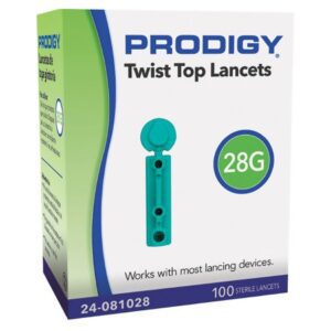 Lancet for Lancing Device Prodigy 28 Gauge Non-Safety Twist Off Cap Finger