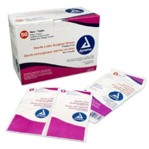 Surgical Glove Dynarex Size 7.5 Sterile Latex Standard Cuff Length Fully Textured Ivory Not Chemo Approved