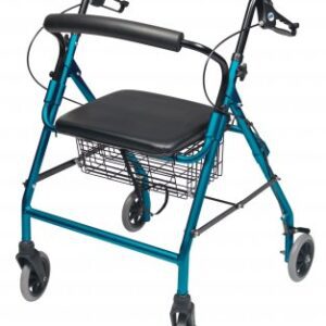 4 Wheel Rollator Lumex Walkabout Royal Blue Adjustable Height / Wide / Folding Aluminum Frame
