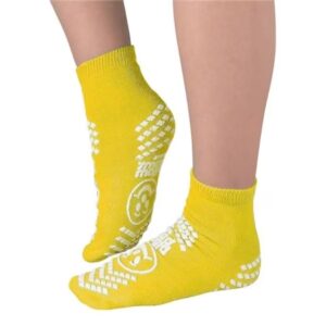 Slipper Socks Pillow Paws Risk Alert Terries Unisex Adult 2X-Large All Around Tread Single Patient Use Yellow