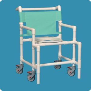 Shower Chair ipu Fixed Arms PVC Frame Mesh Backrest 28-1/4 Inch Seat Width 450 lbs. Weight Capacity