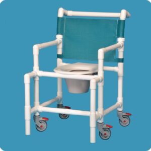 Shower Chair ipu Fixed Arms PVC Frame Mesh Backrest 28-1/4 Inch Seat Width 450 lbs. Weight Capacity