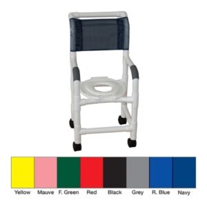 Shower Chair MJM International Fixed Arms PVC Frame Mesh Backrest with Pushbar 250 lbs. Weight Capacity